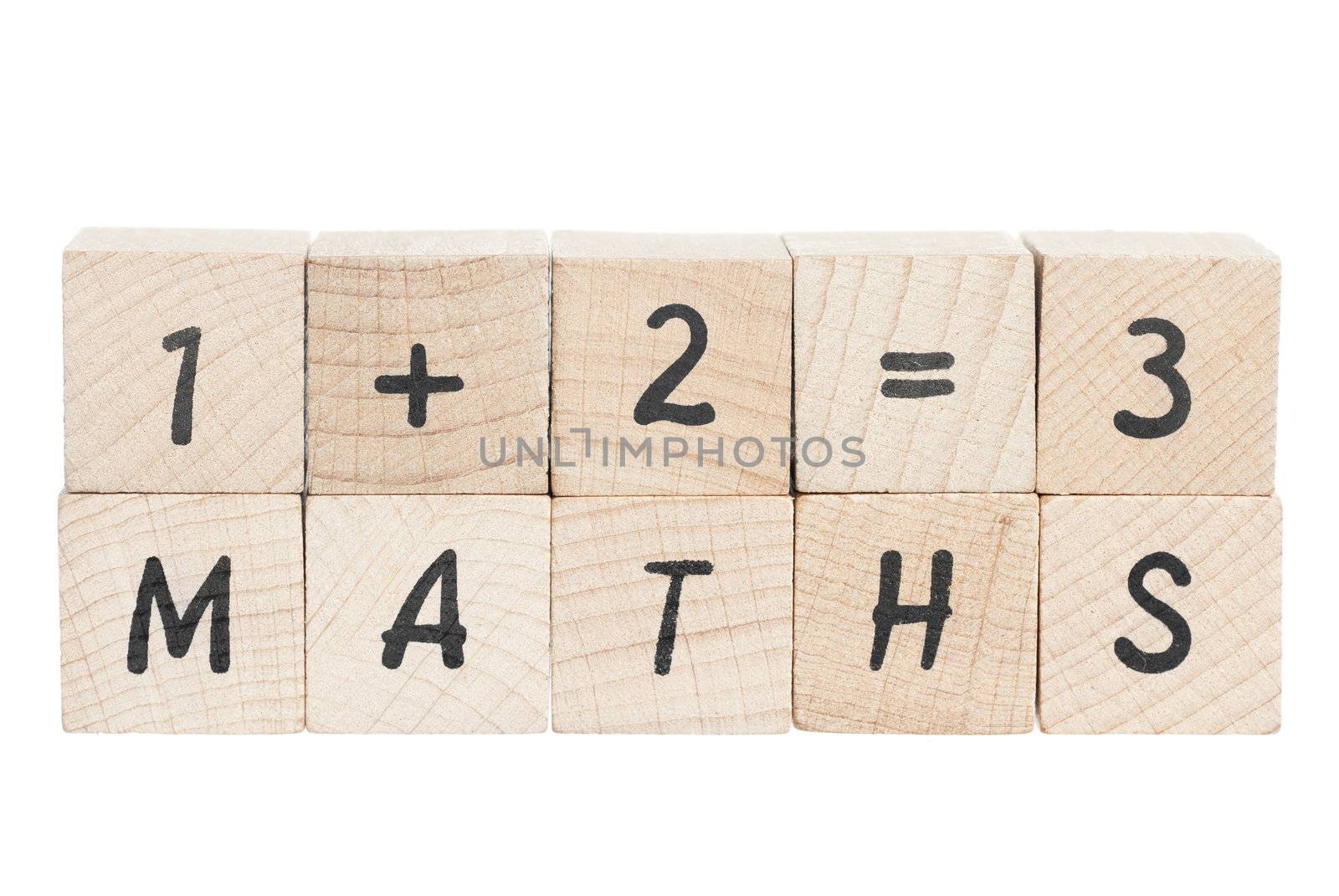 Maths Sum With Wooden Blocks. by swellphotography