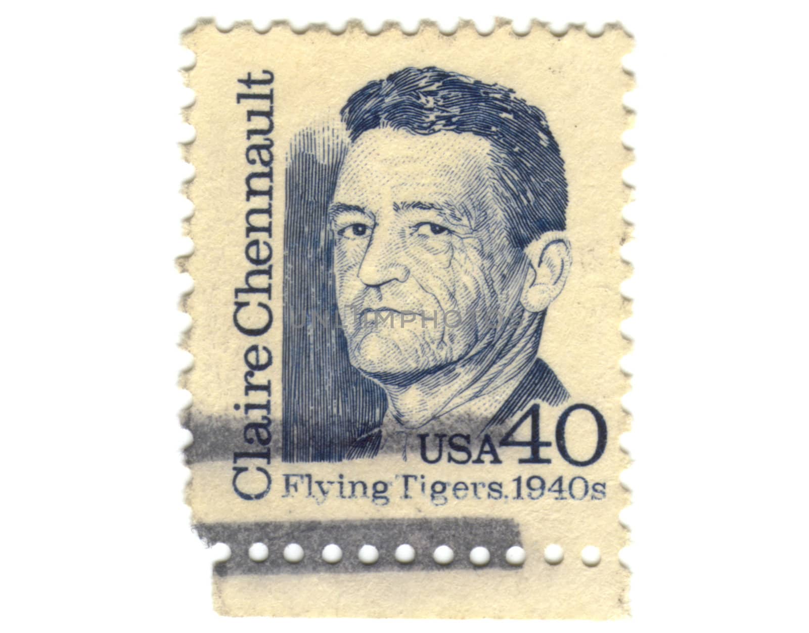 Old postage stamp from USA 40 cent - Flying Tigers 1940s - Claire Chennault