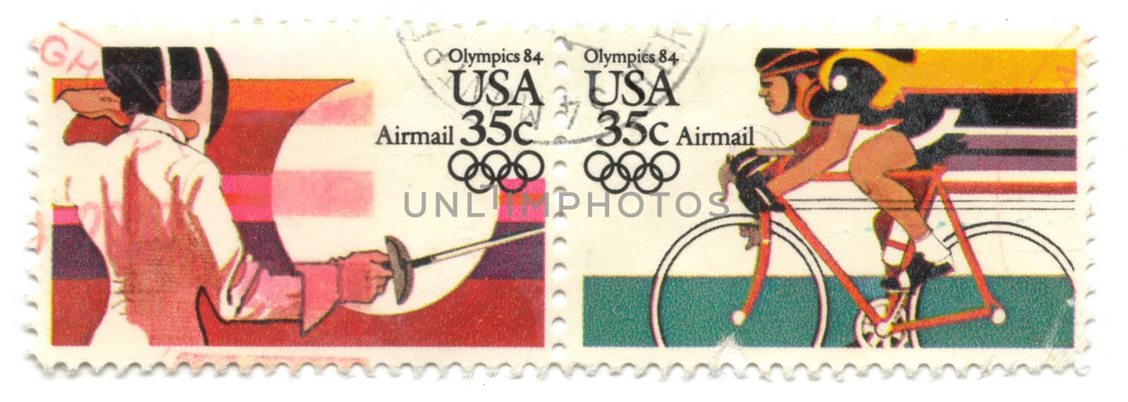 Old postage stamps from USA - Olympics 84