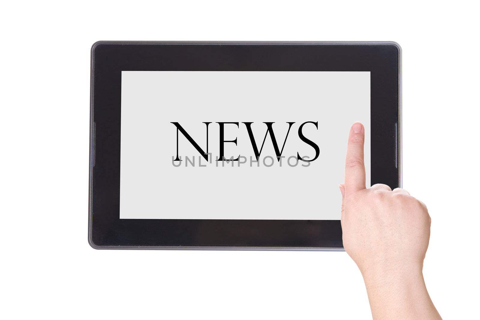 The news. Electronic notebook PC on a white background