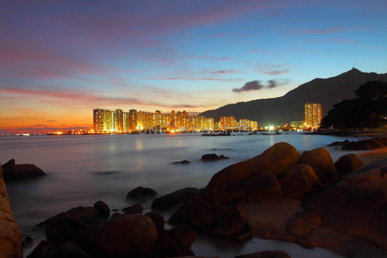 Sunset along the coast in summer