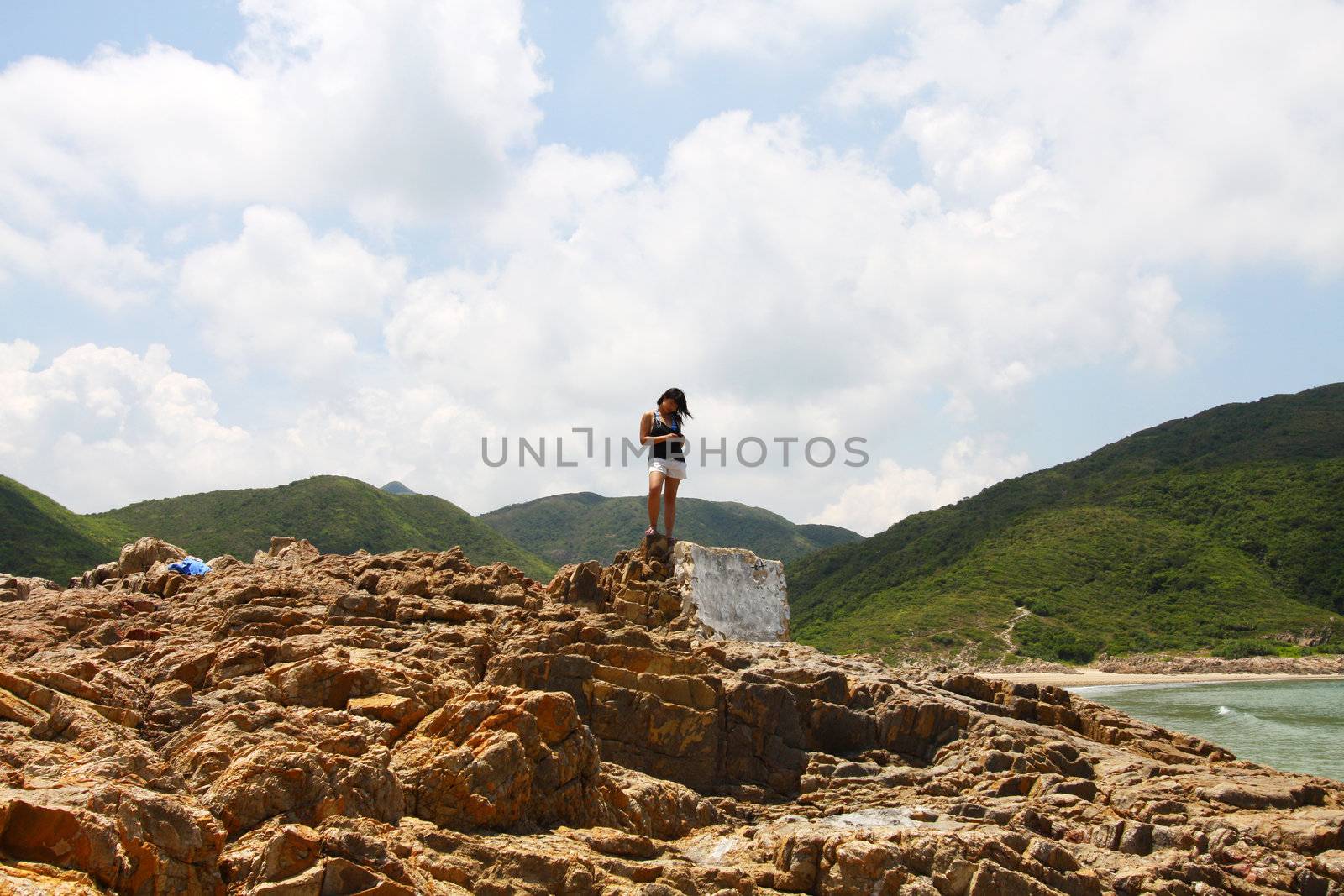 Hiking girl reaches the destination by kawing921