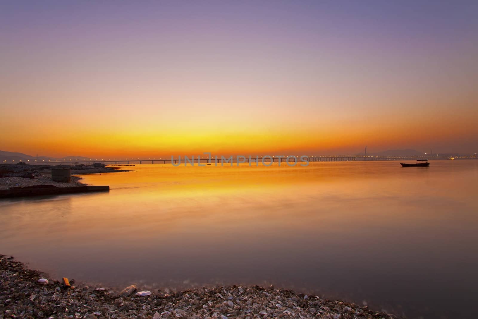 Sunset along the coast in Hong Kong