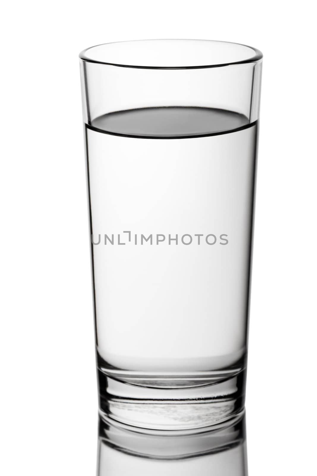 Liquid drink water faceted glass isolated on white