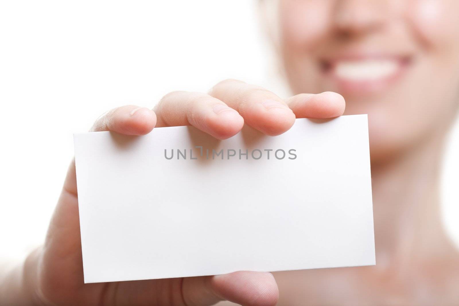 Blank card in hand by ia_64