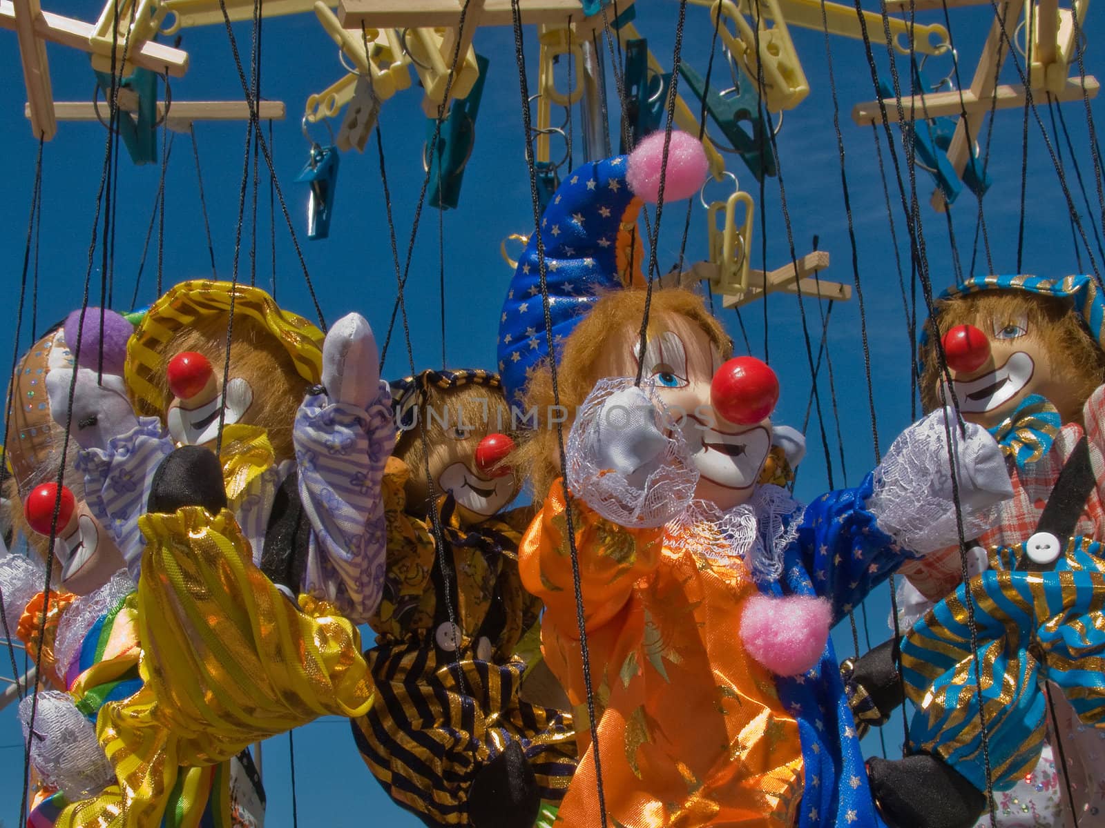 Puppet toy on string for human doll performance