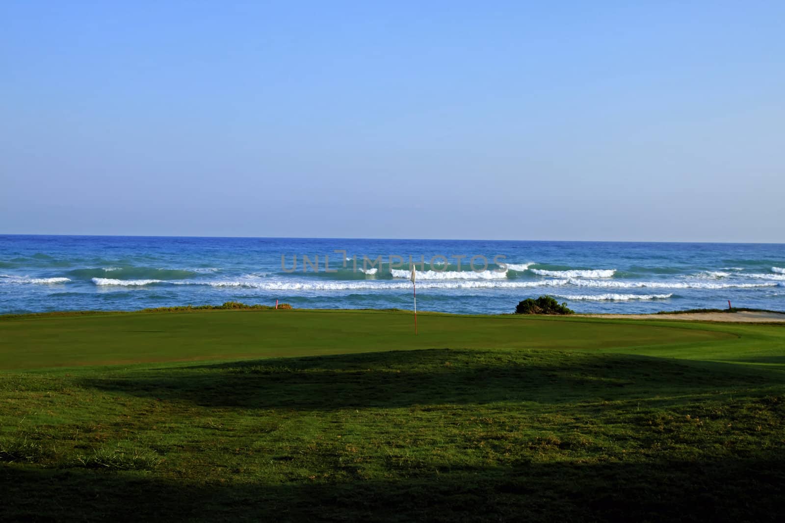 Golf course on a tropical coast sunny