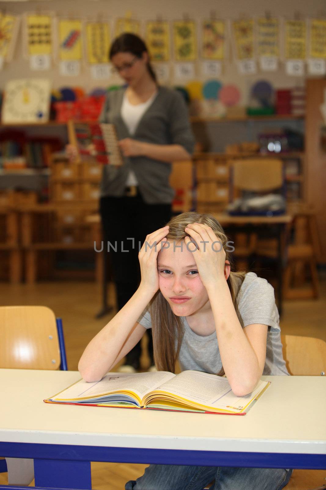 Overburdened student in the school by Farina6000