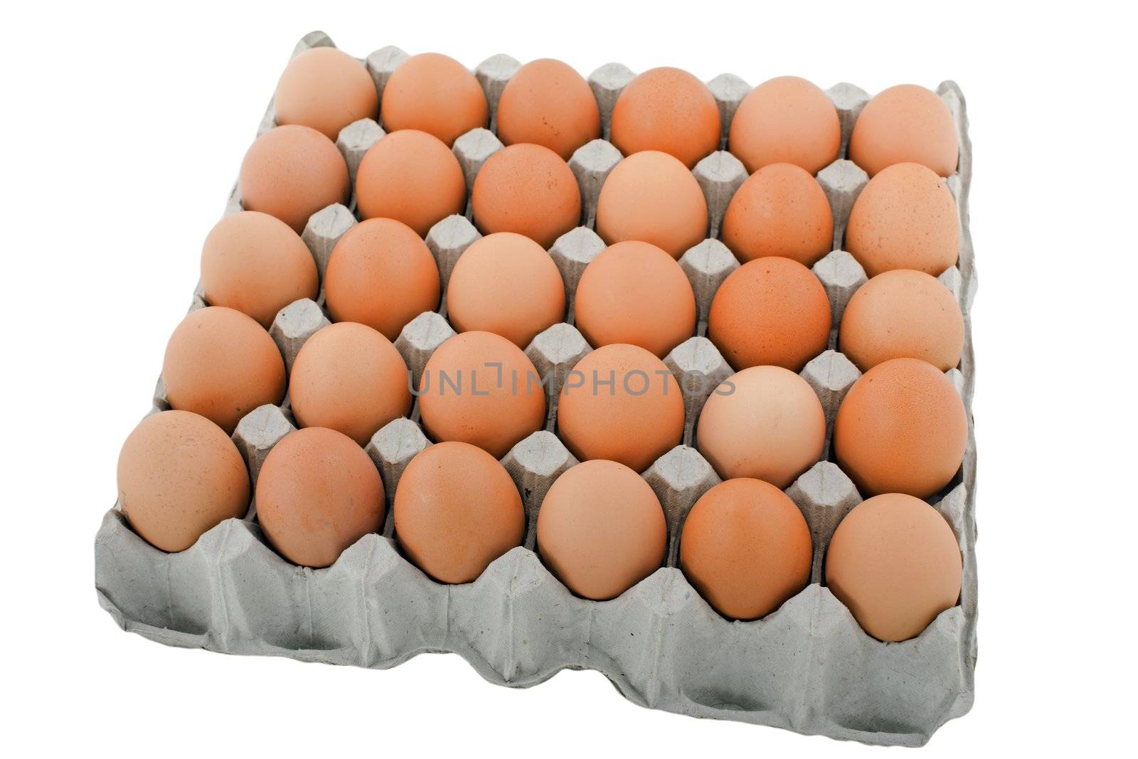 Chicken egg food carton package isolated on white