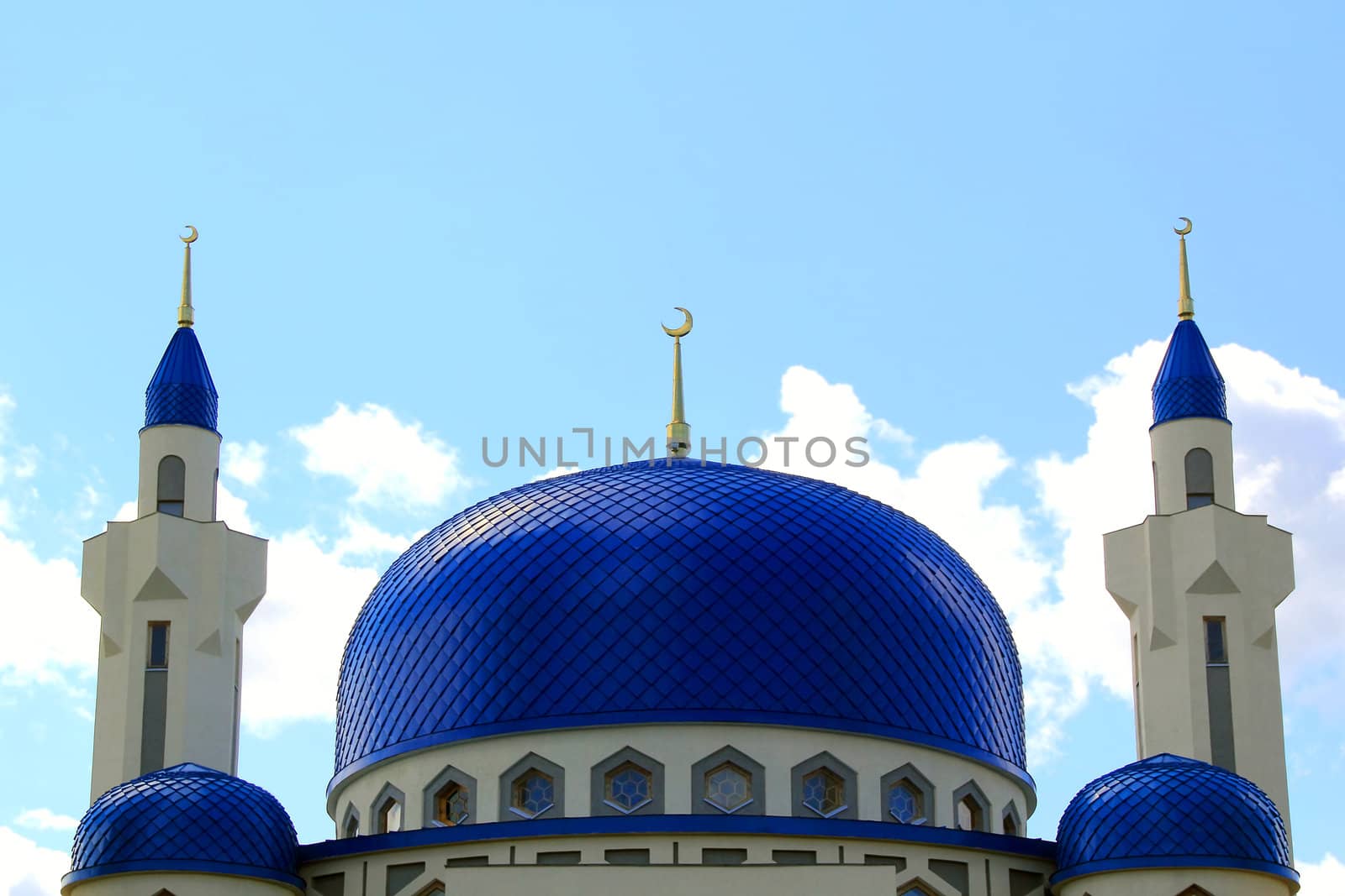 Summer landscape with Islam temple of the South Russia