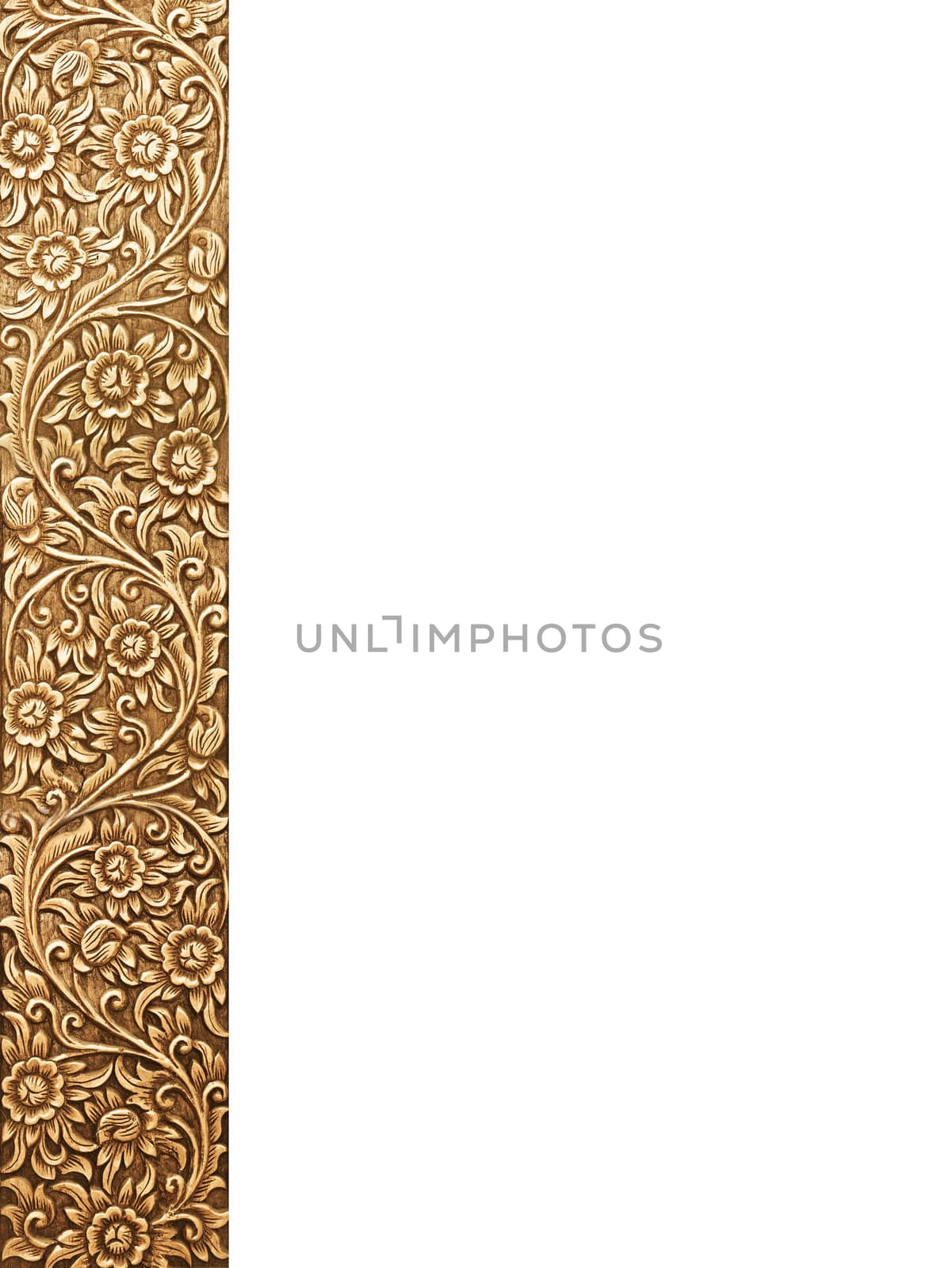 Pattern of flower carved frame on white background