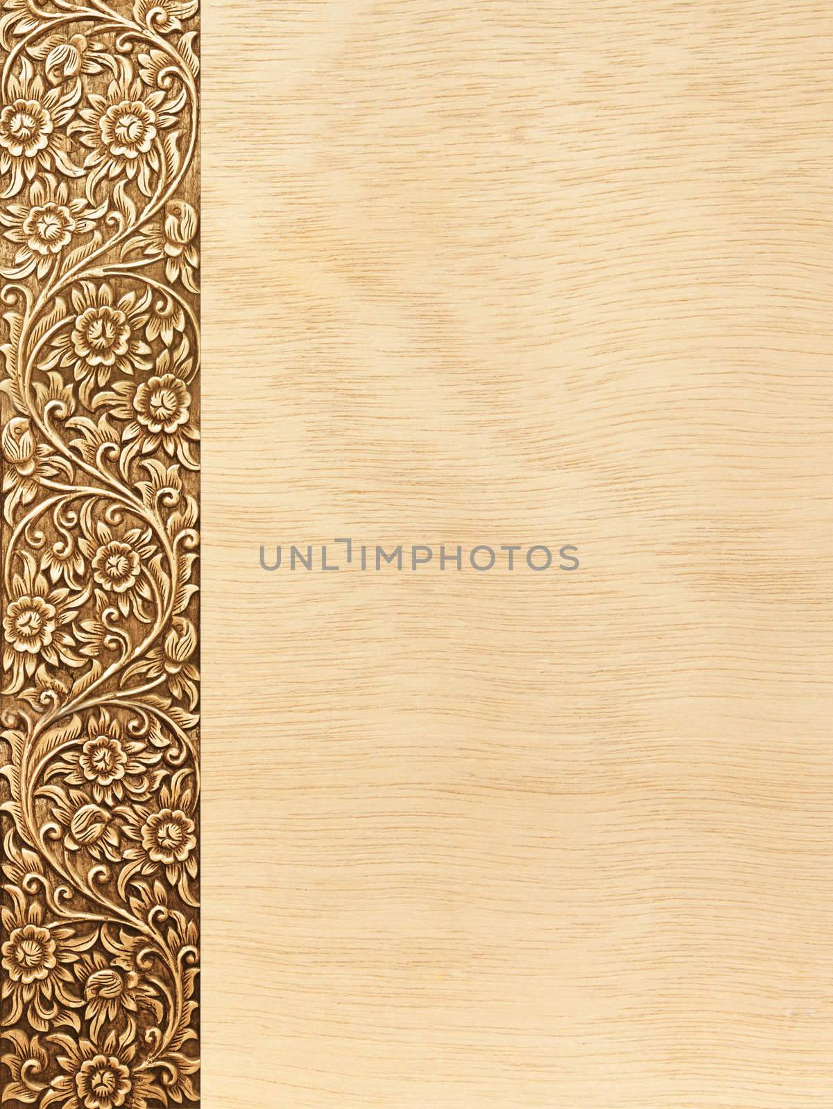 Pattern of flower carved frame on white background