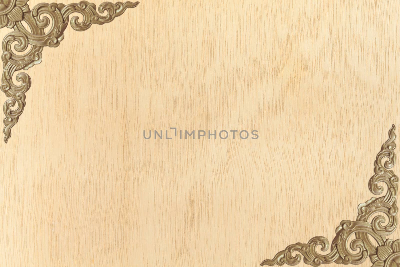 Pattern carved frame on wood background