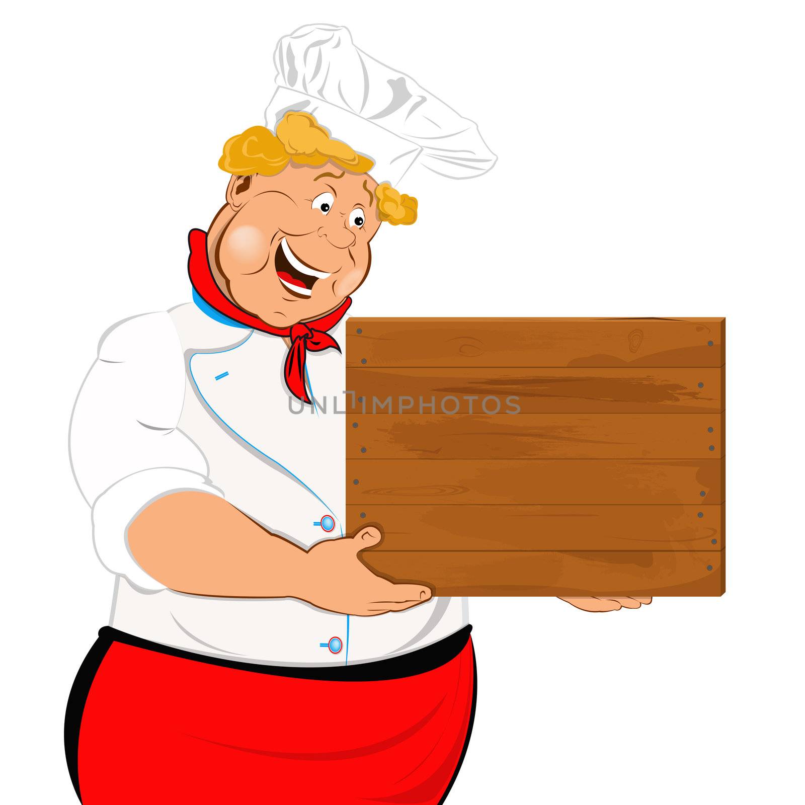 Funny Chef and wooden menu