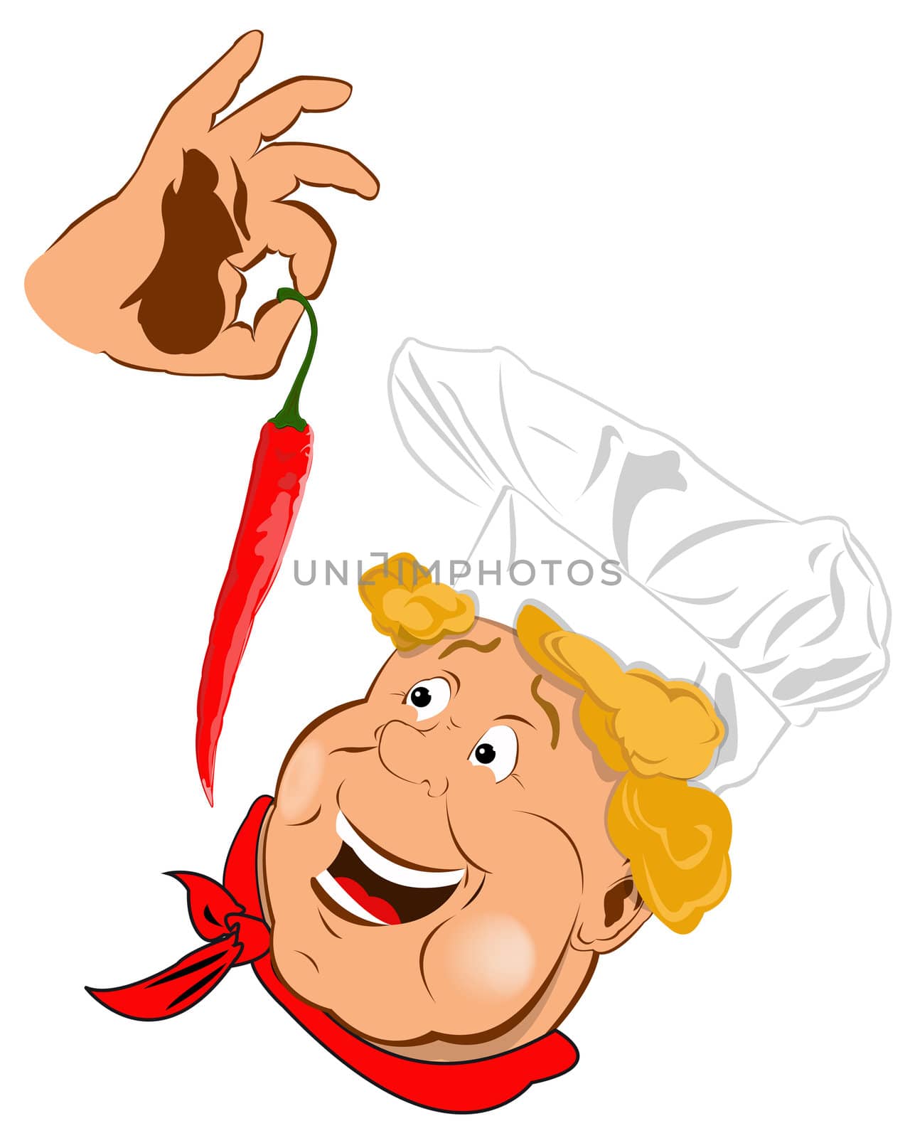 Funny Chef and Spicy burning red pepper chilli by sergey150770SV