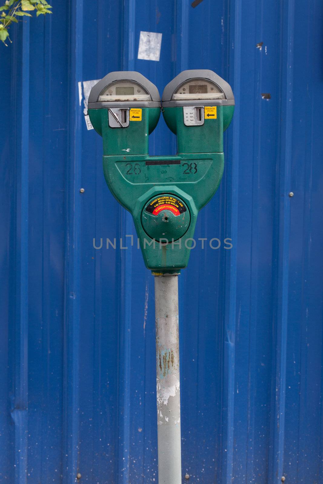 The parking charge. A street in Penang. Malaysia