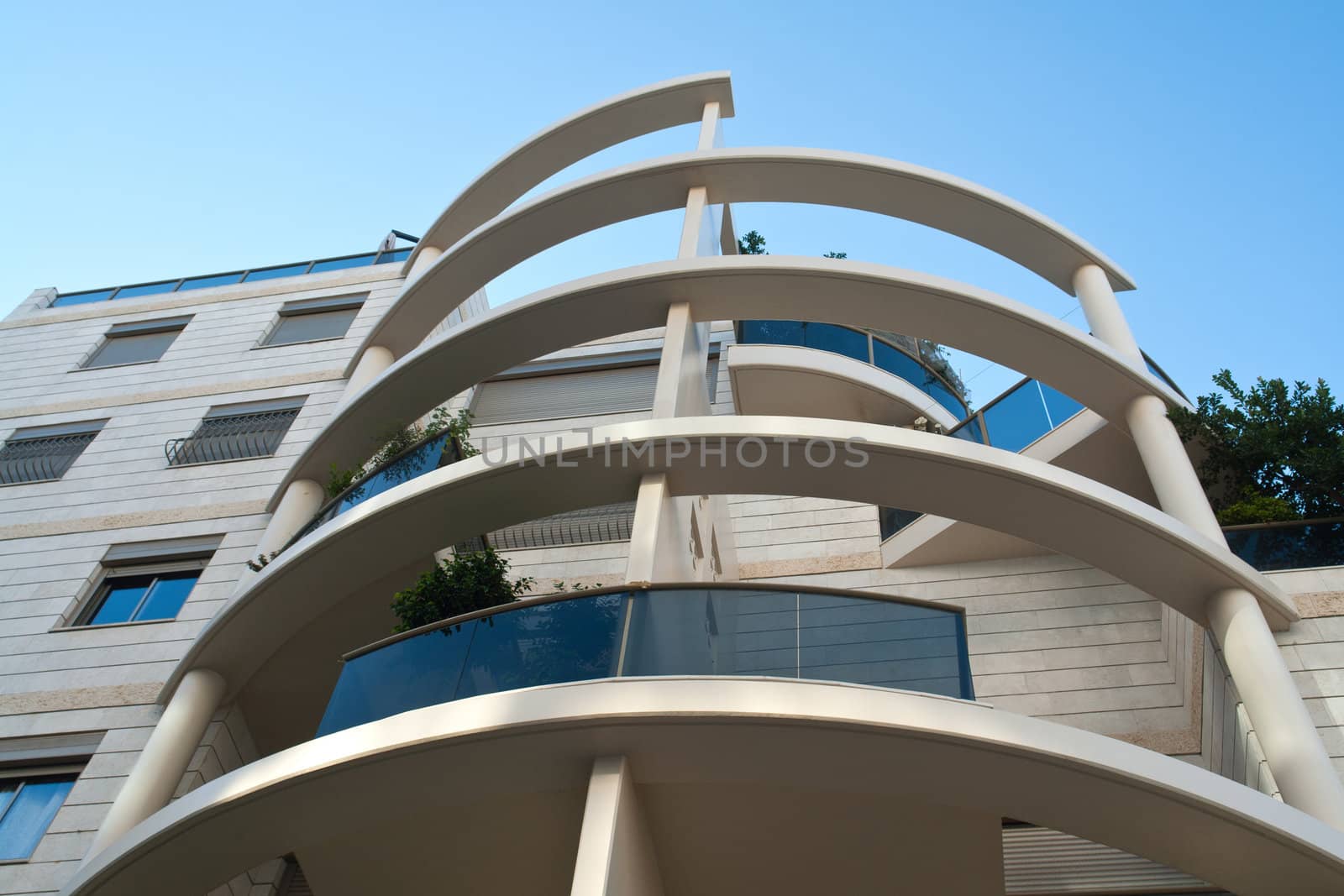 Modern design luxurious executive apartments city condominium building with green gardens