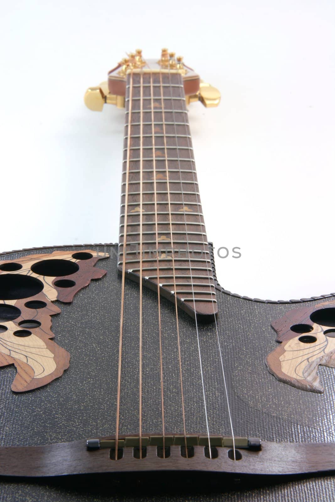 professional classic electric music guitar perspective view on white background 
