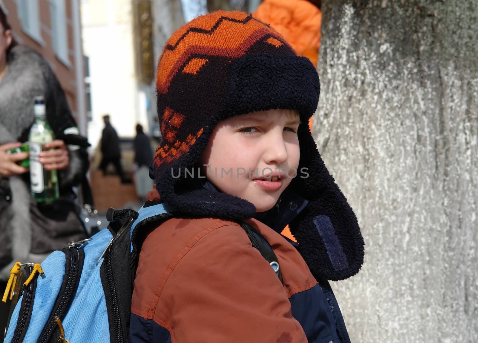 The little boy in a winter cap