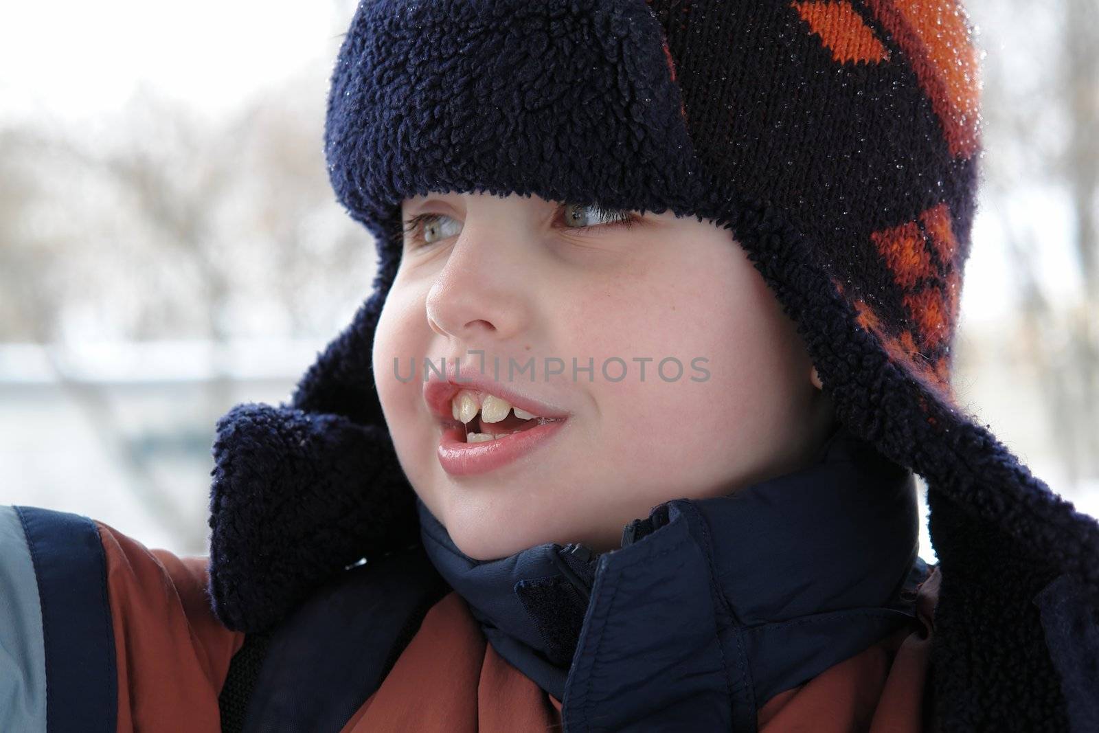The little boy in a winter cap