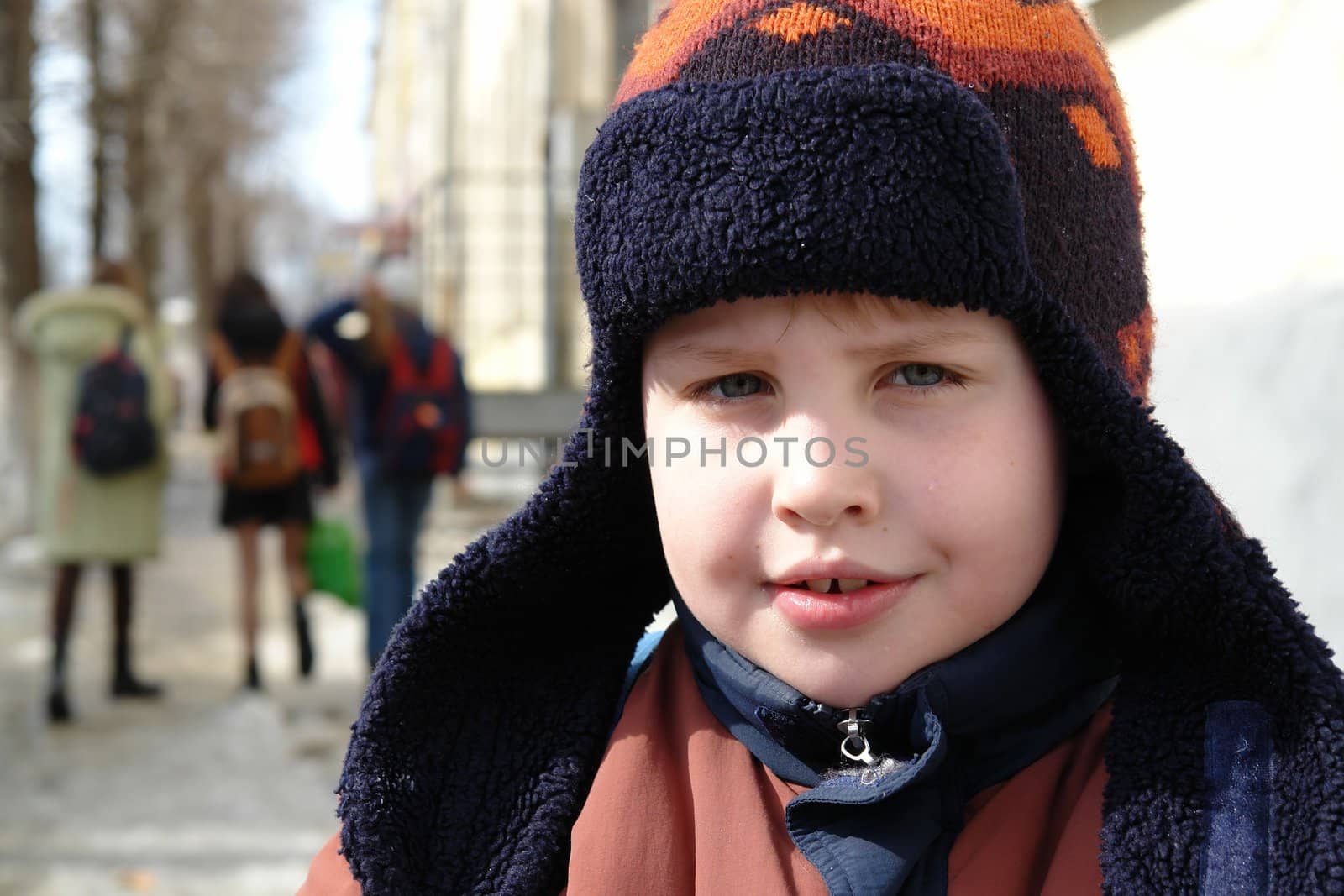 The little boy in a winter cap