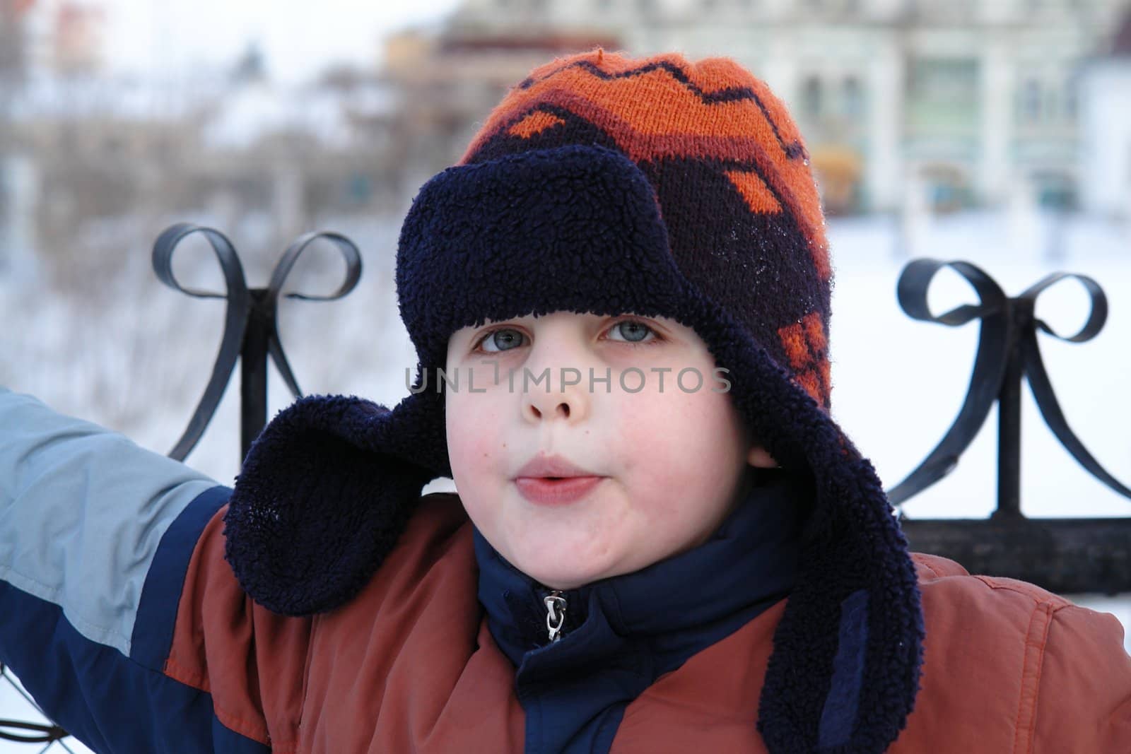 The little boy in a winter cap