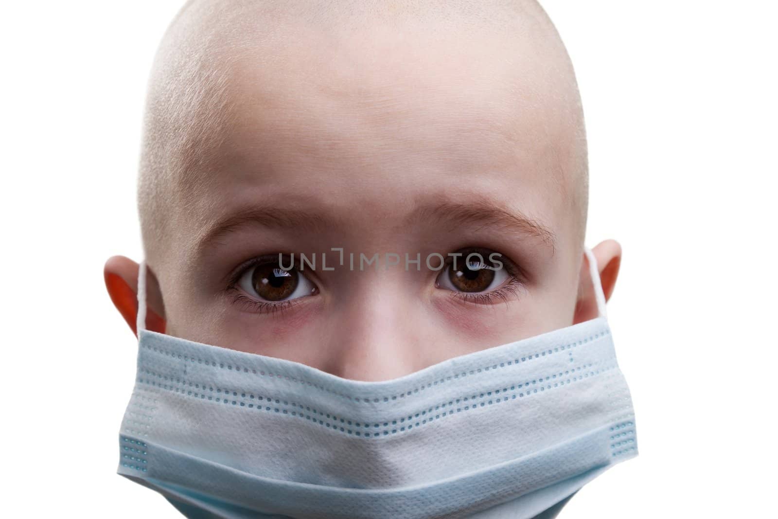 Flu illness child boy in medicine healthcare mask