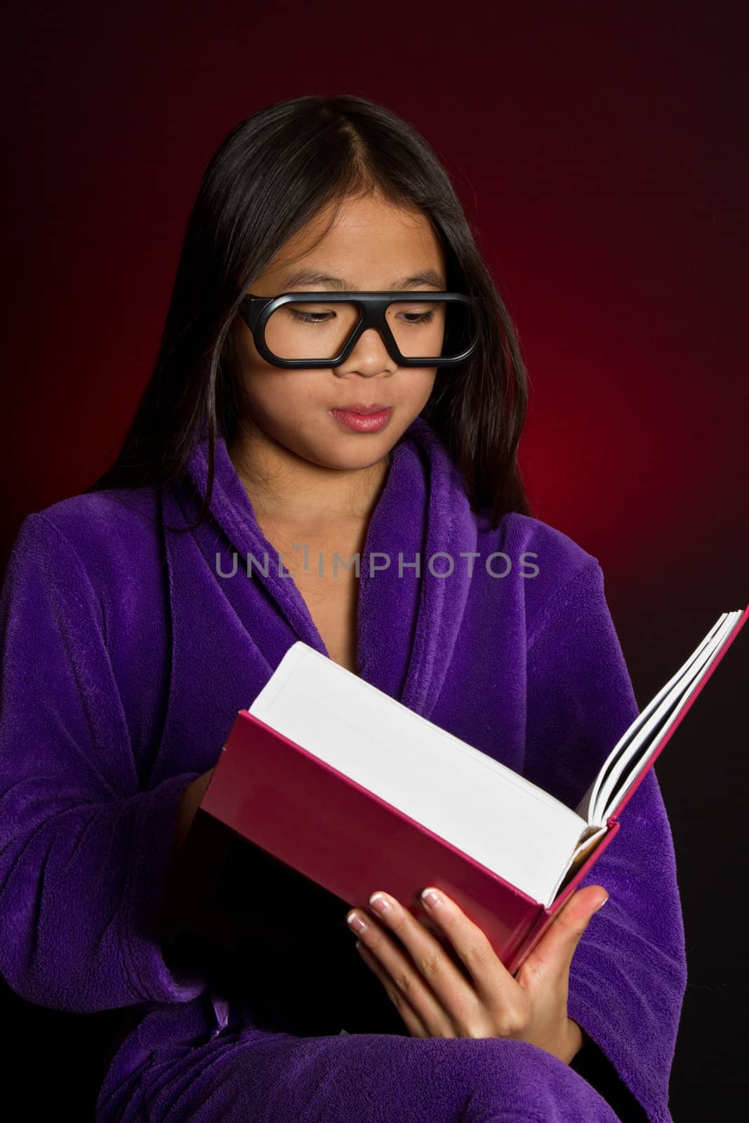 portrait of a cute asian girl in studio