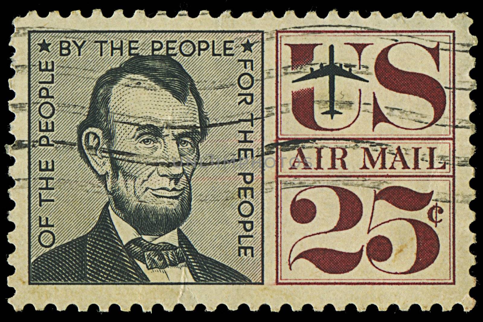 USA - CIRCA 1950s: A stamp printed in USA shows Abraham Lincoln, circa 1950s by Zhukow