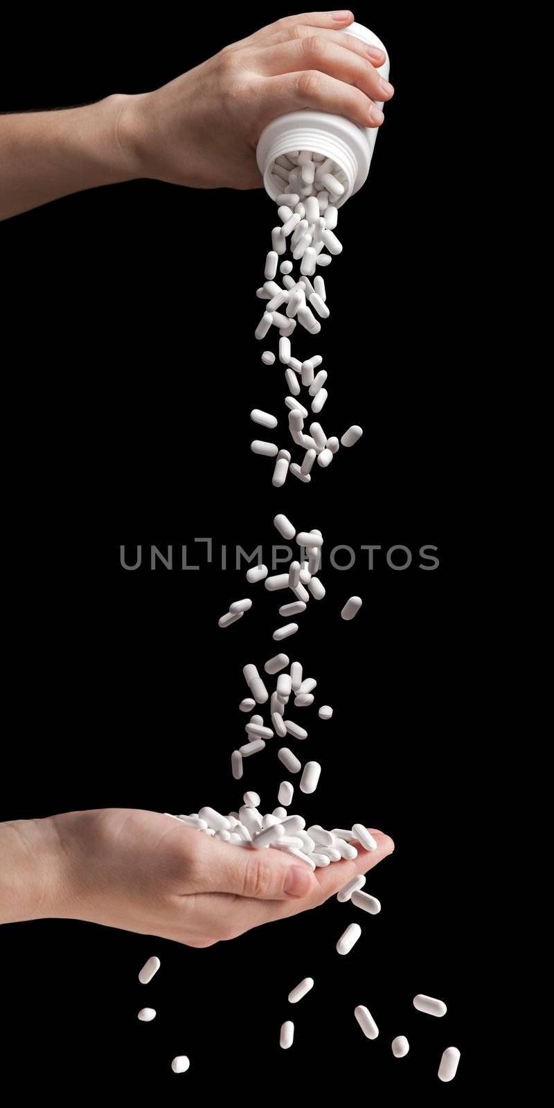 Human hand spill medicine healthcare vitamin pill