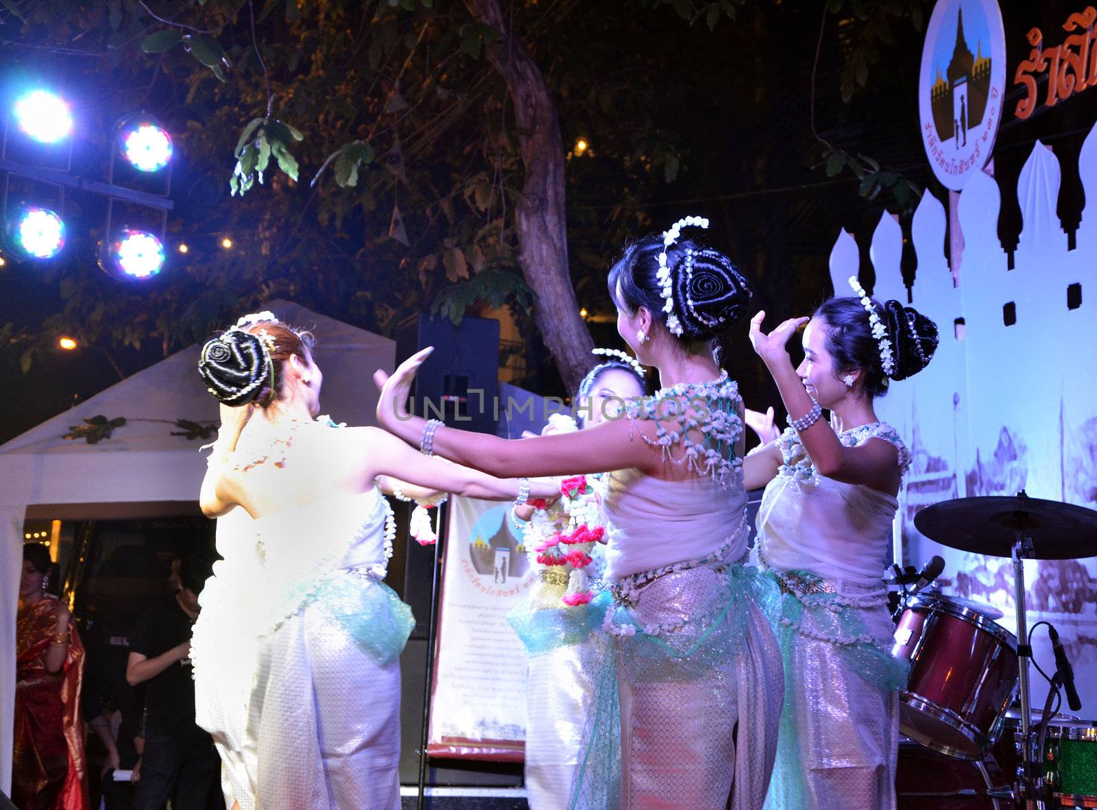 BANGKOK - DEC 16:Traditional Thai Dance at Phra Athit Street by siraanamwong
