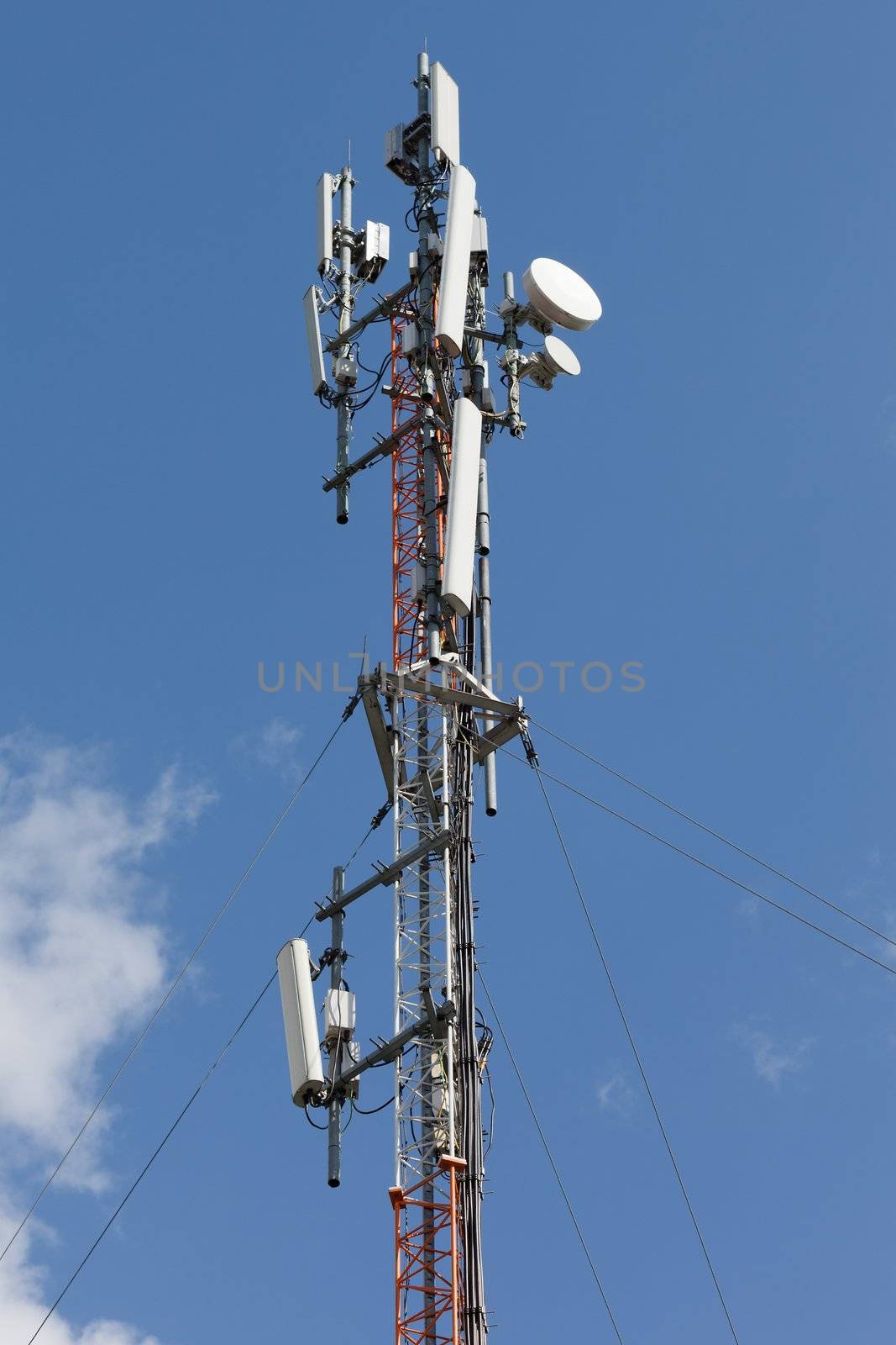 Mobile phone communication repeater antenna tower