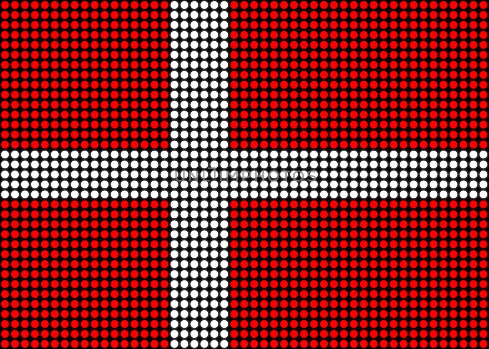 Illustrated flag of Denmark made of dots