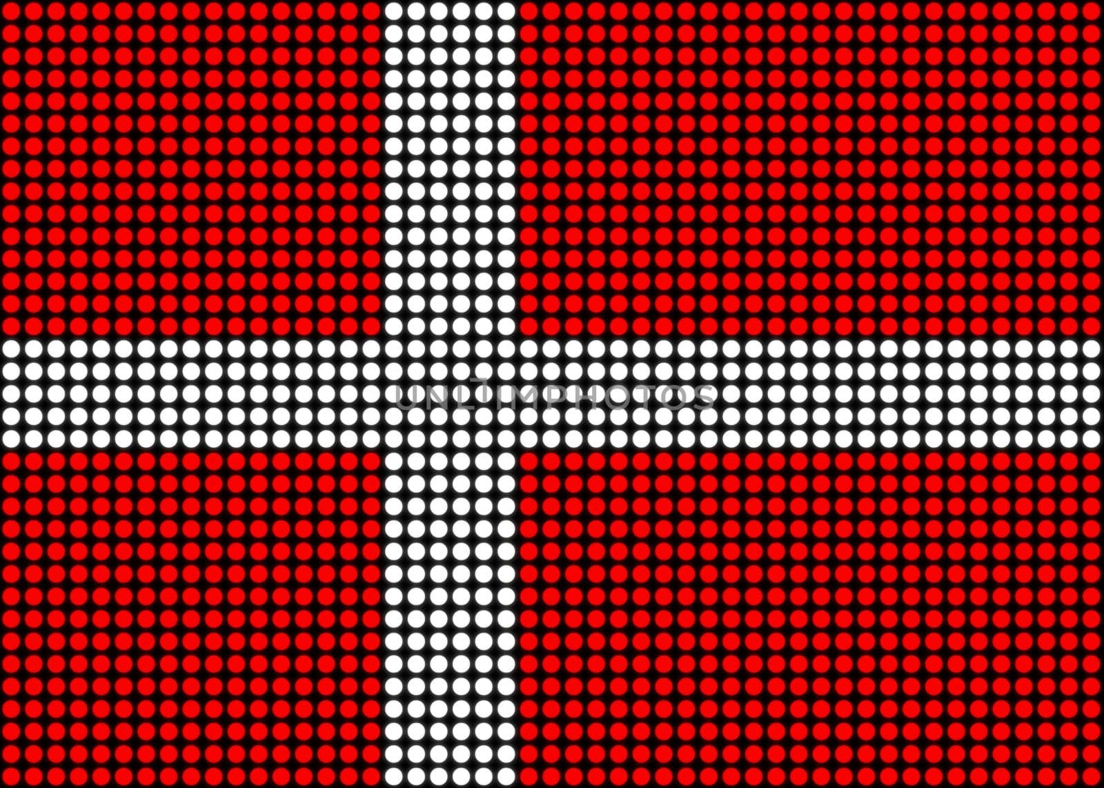 Illustrated flag of Denmark made of dots