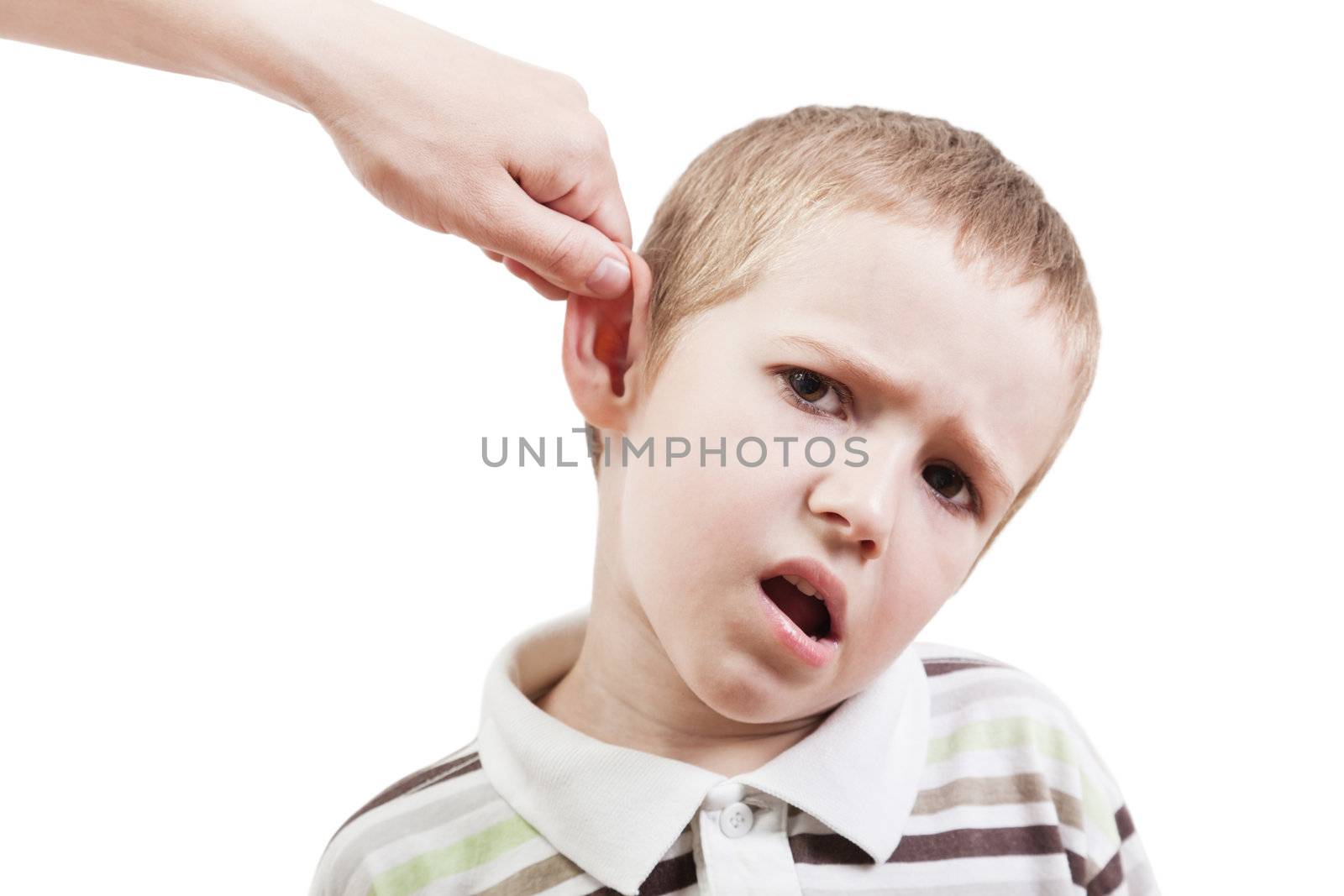 Violence and abuse - cry child pull ear punishment