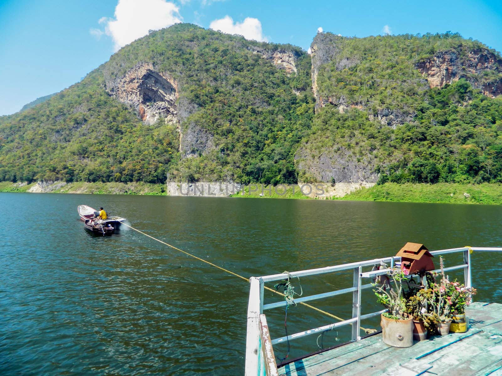 Beautiful view of mountain river in lampoon thailand by wasan_gredpree