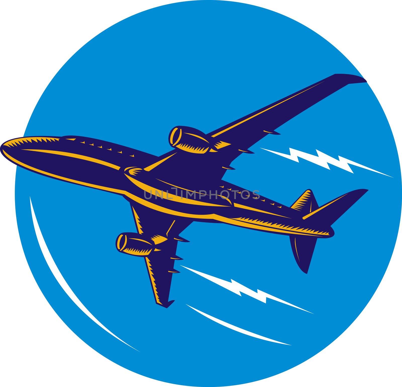 illustration of a commercial jet plane airliner on isolated background