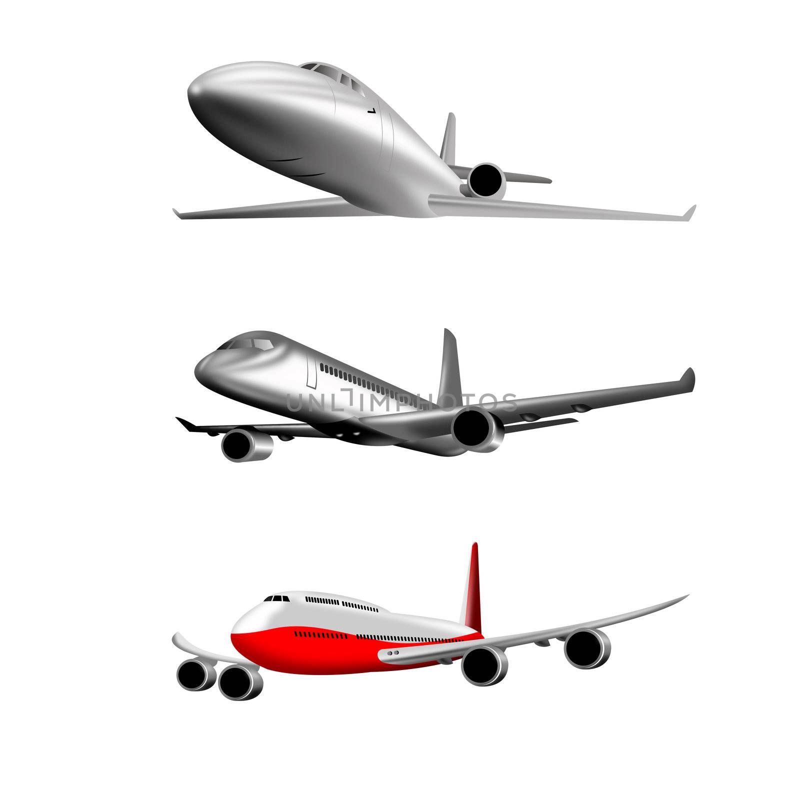 illustration of a commercial jet plane airliner on isolated background