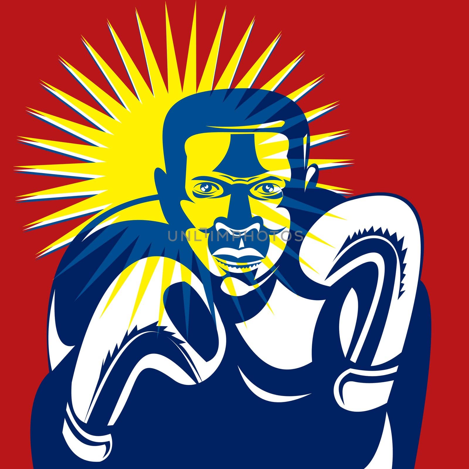 illustration of a boxer posing done in retro style