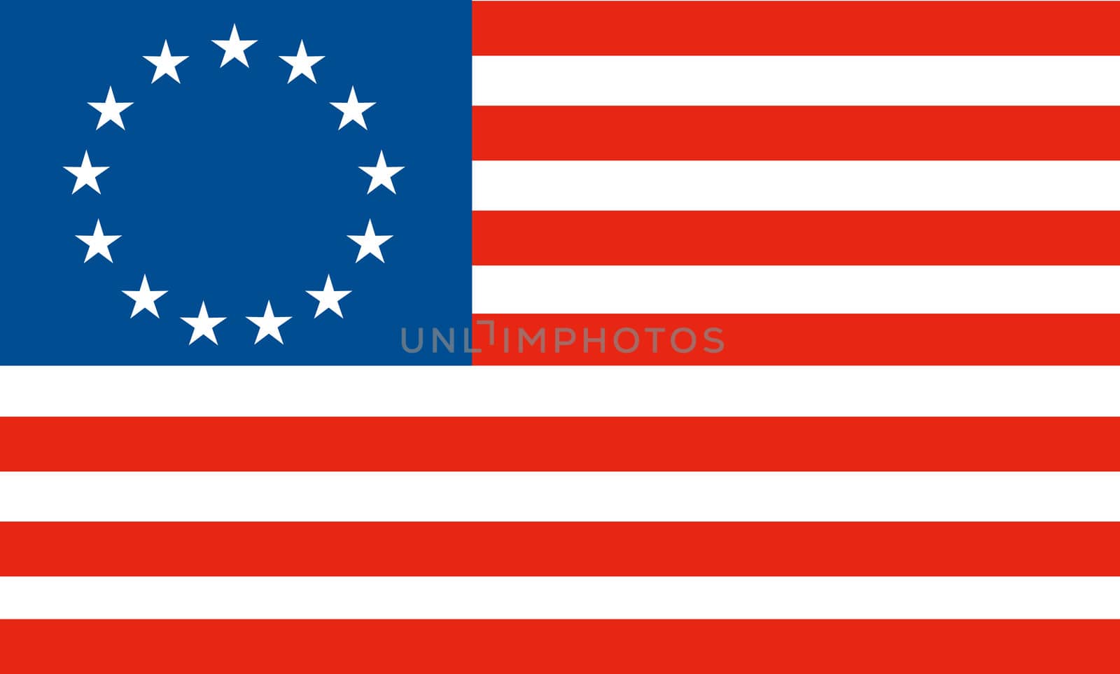 Illustration of an American Betsy Ross stars and stripes flag.