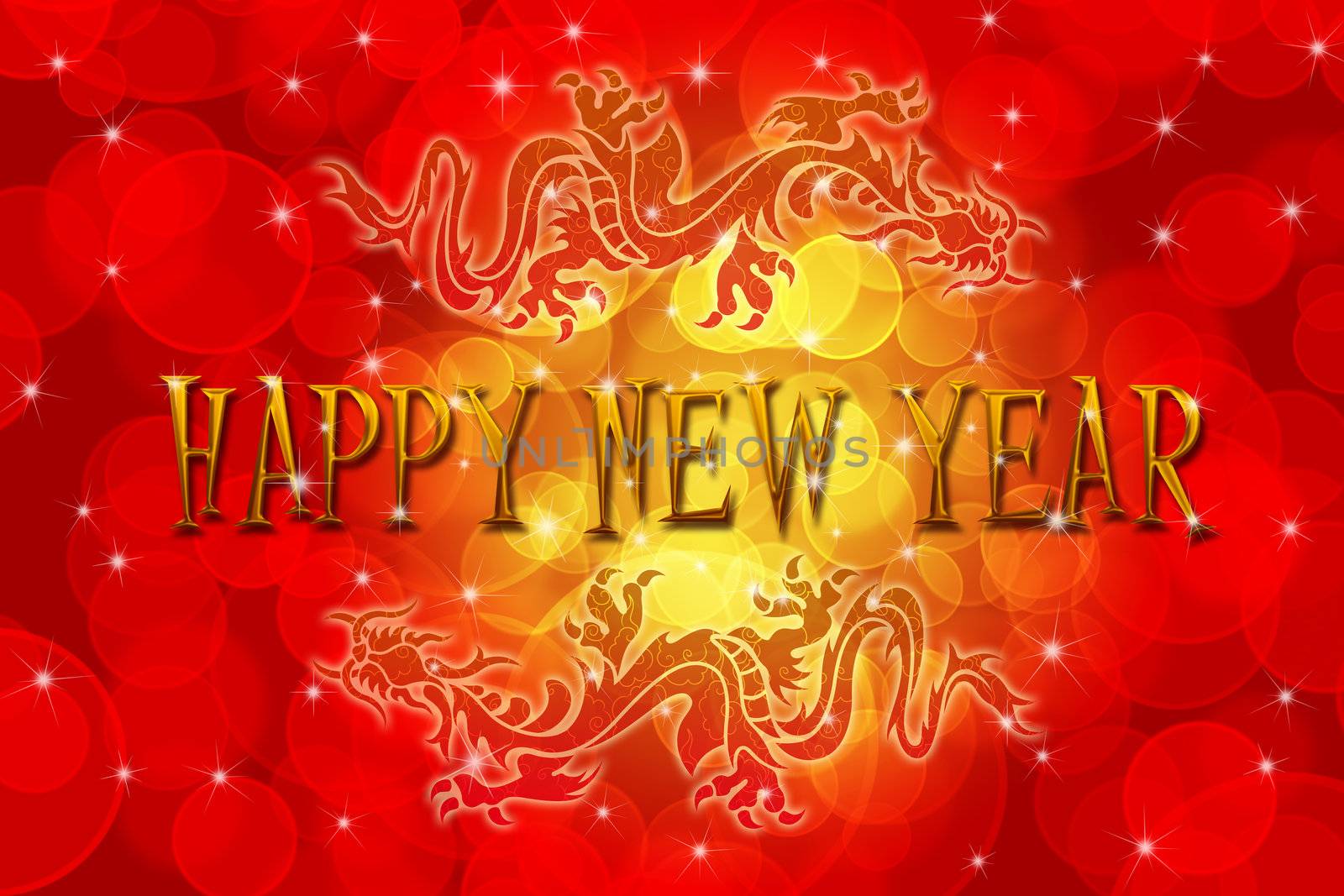 Double Chinese Dragon with Happy New Year Wishes by jpldesigns