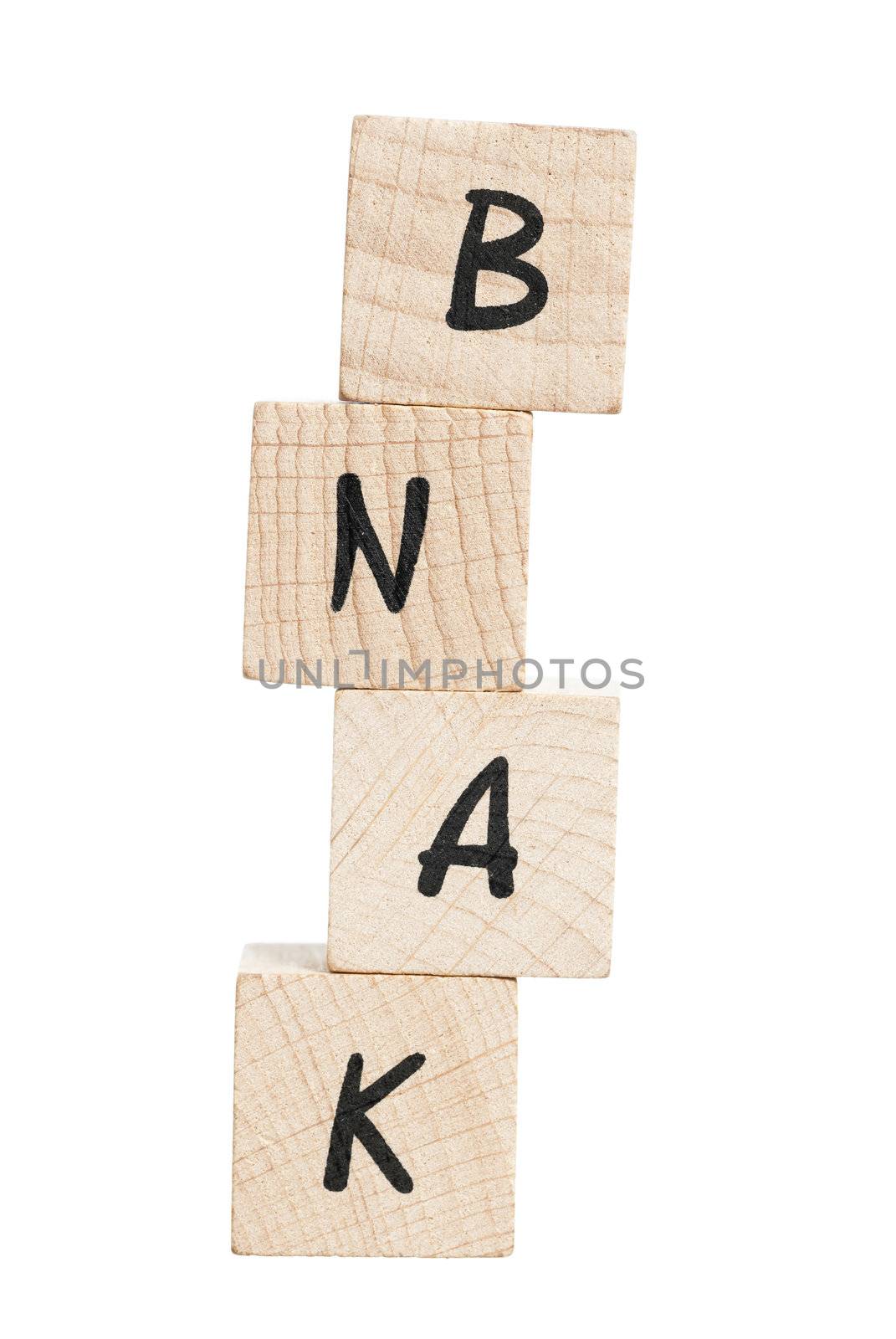 Word Bank Misspelled With Wooden Blocks. by swellphotography