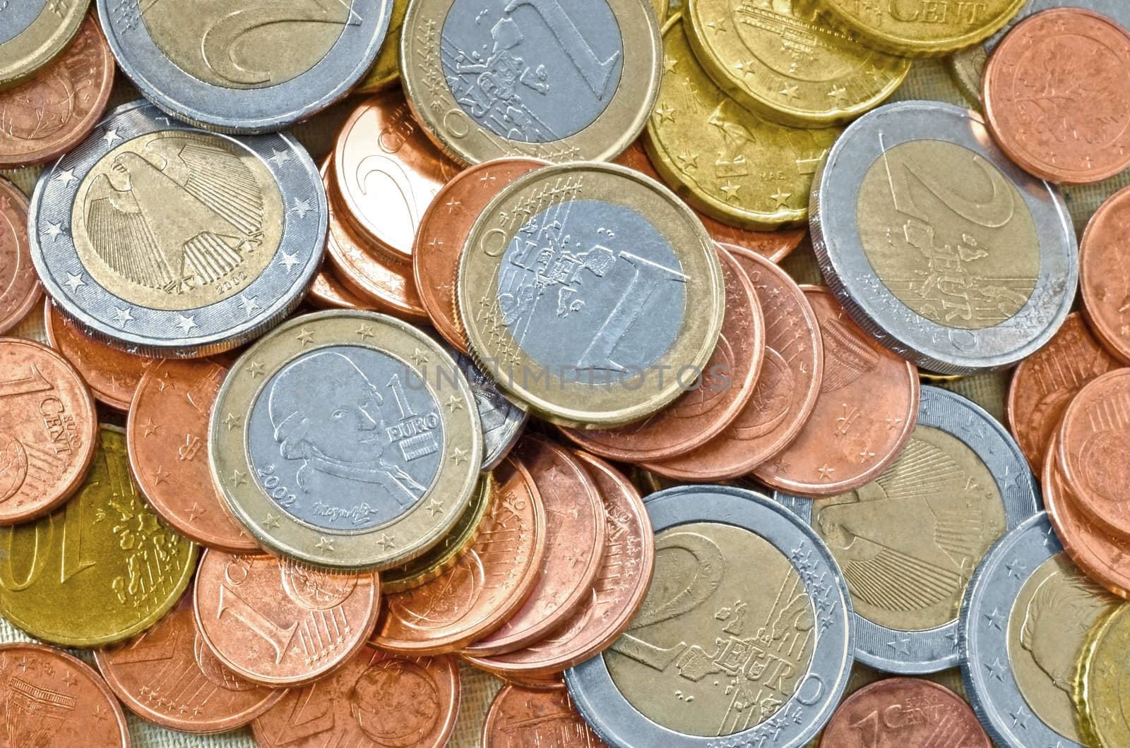 A lot of euro coins as financial background