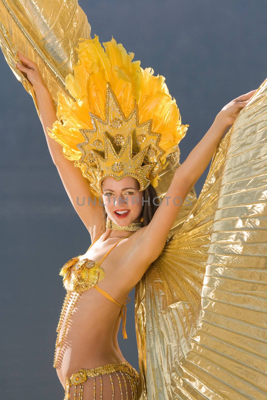 Young girl in a very elaborate costume Samba
