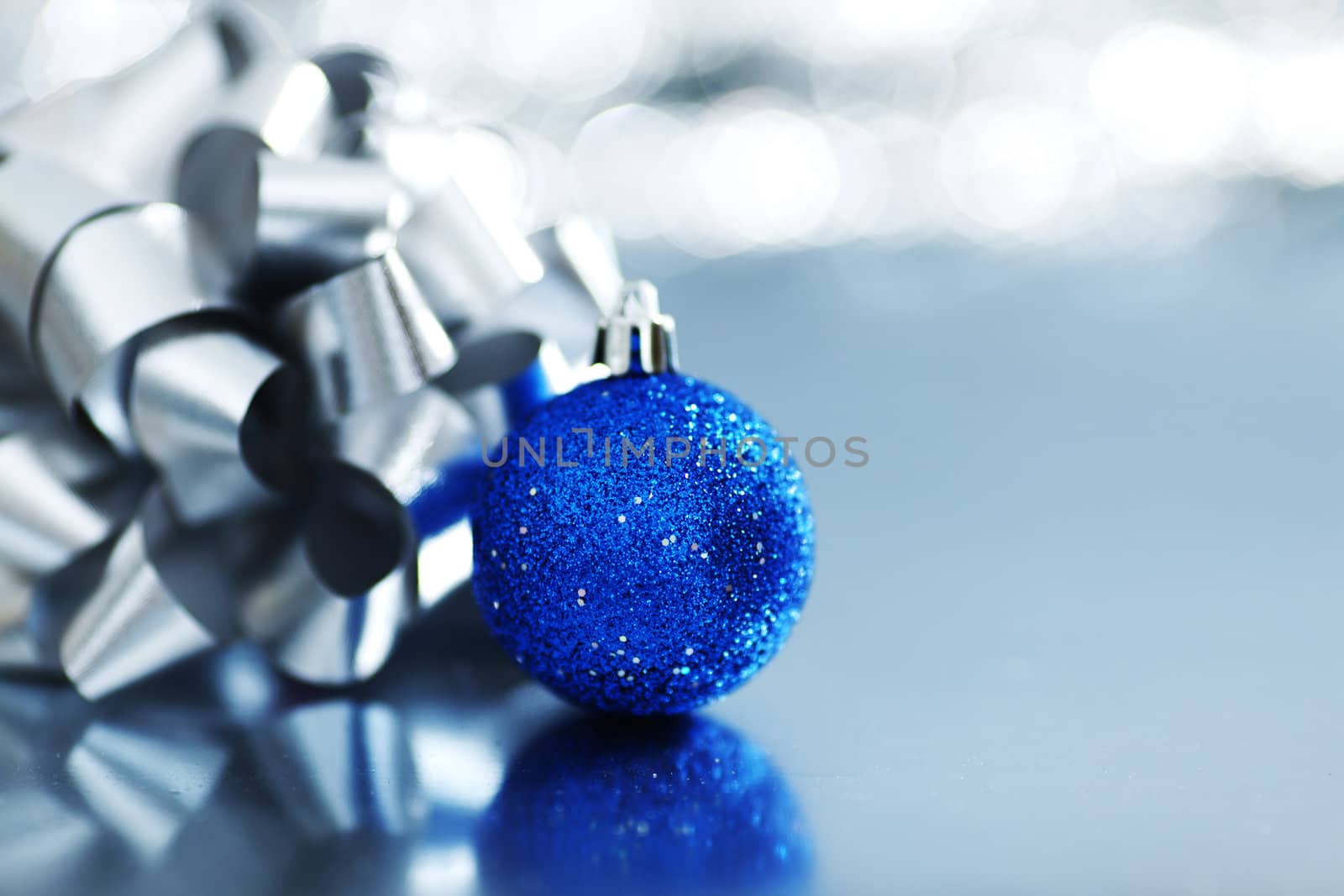 blue christmas ball macro close up