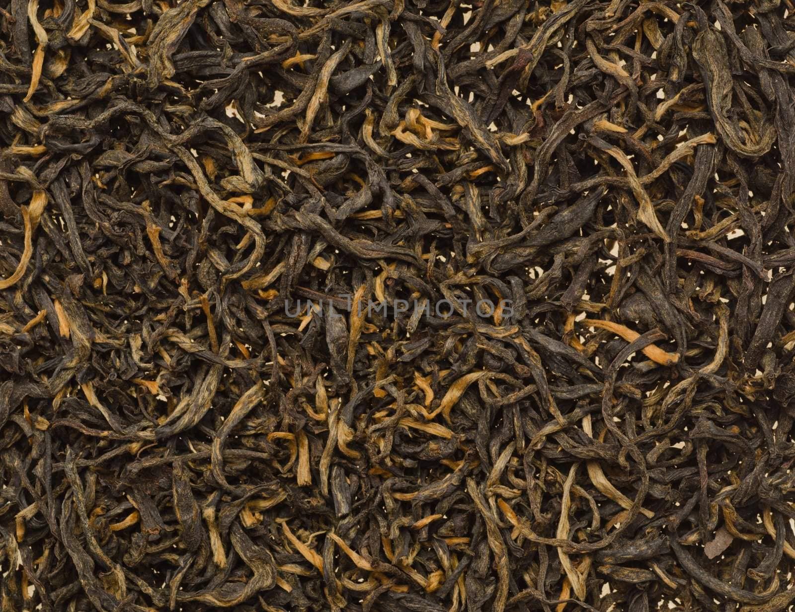 Background filled with dry chineese tea leafs
