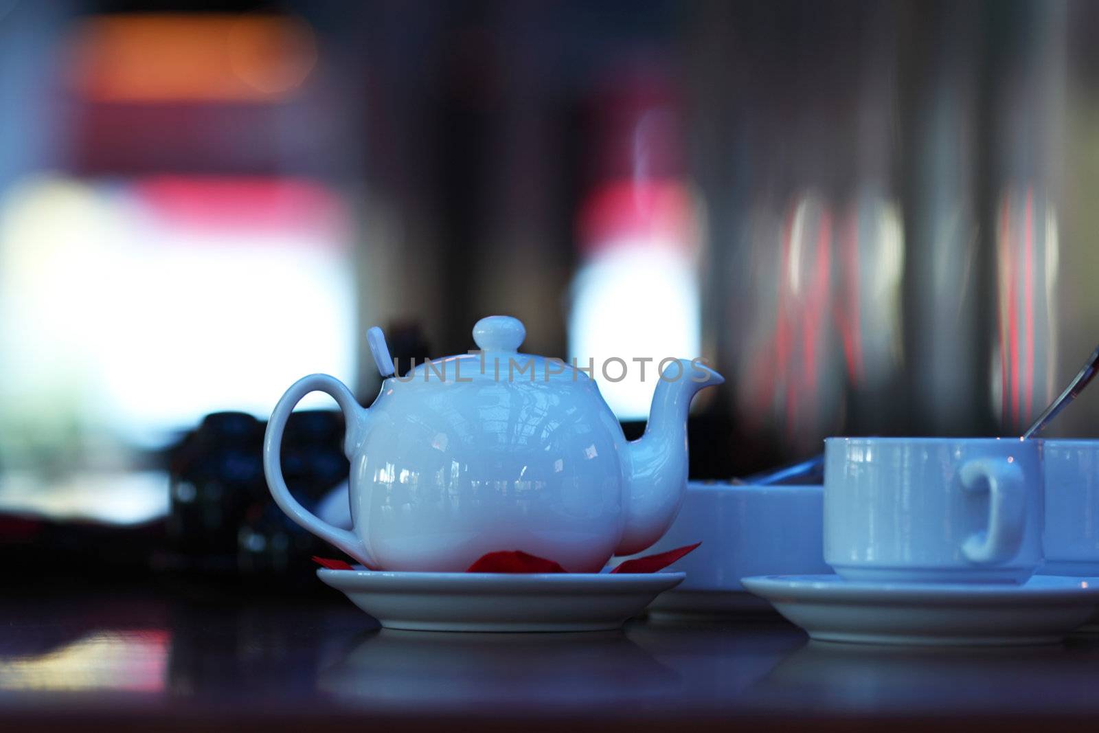 dark cafe interior close up