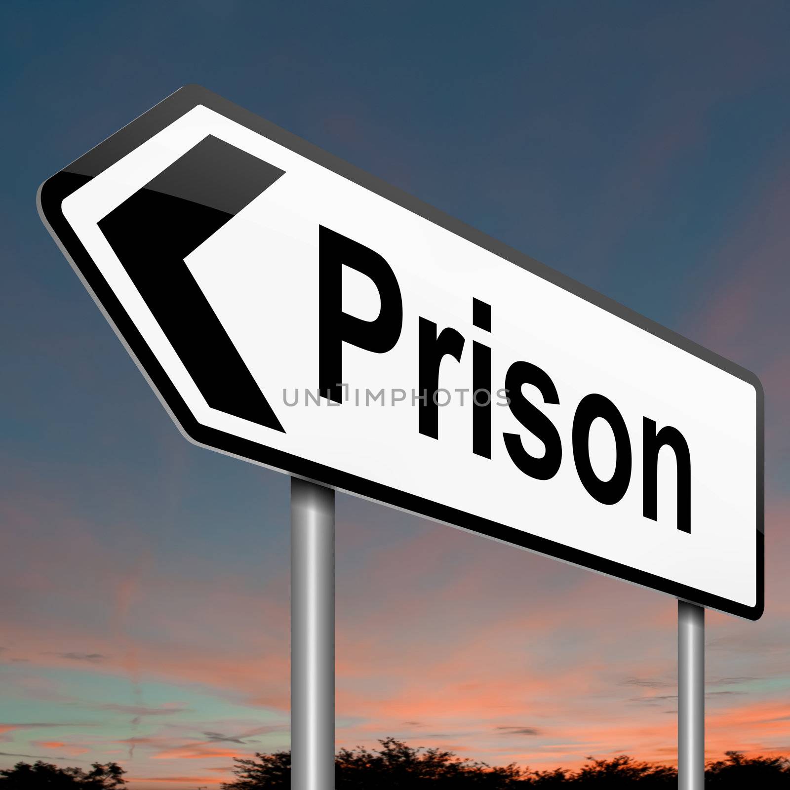 Illustration depicting a sign with a jail concept.