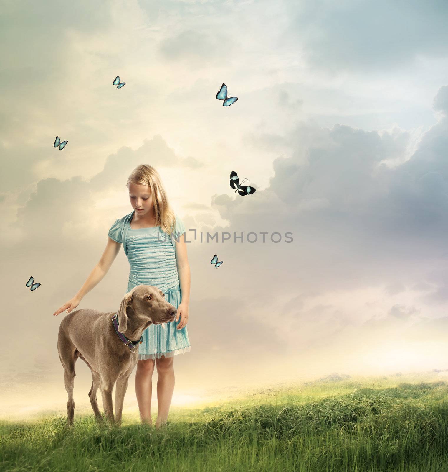 Young Girl with Her Dog by melpomene