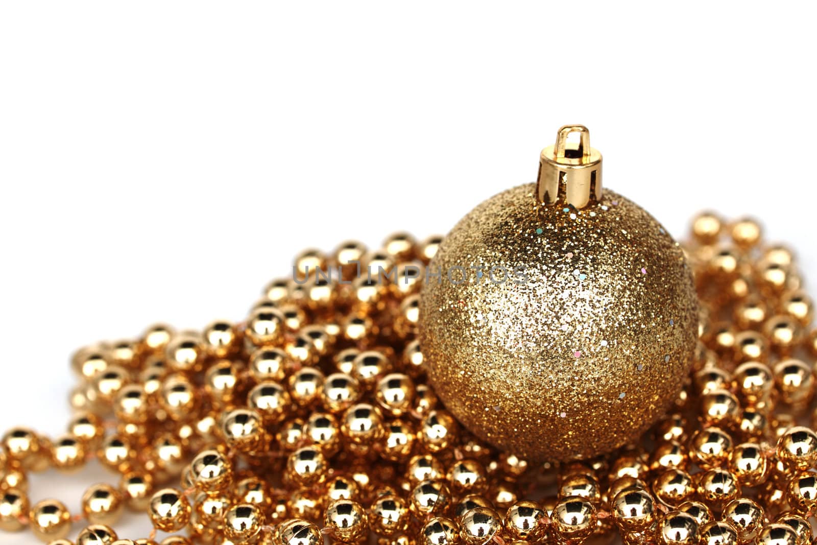  golden christmas ball isolated on white